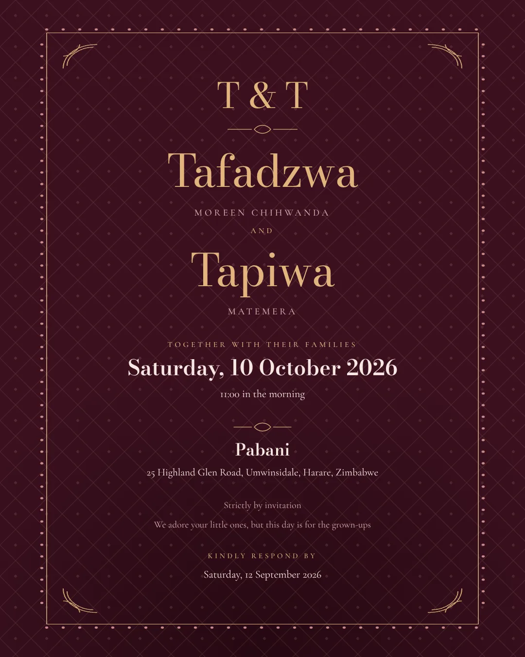 Burgundy Velvet wedding invitation design