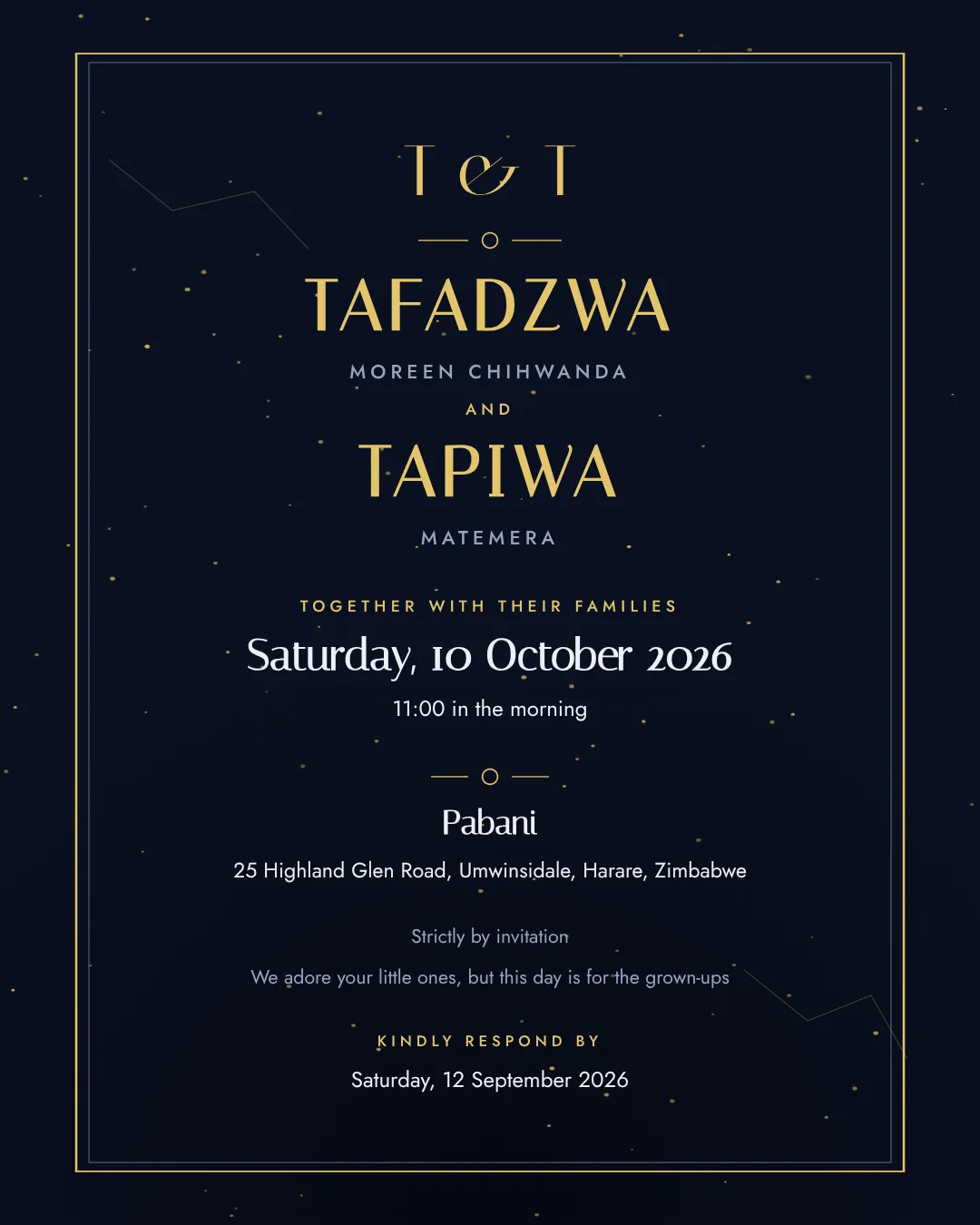Celestial Noir wedding invitation design