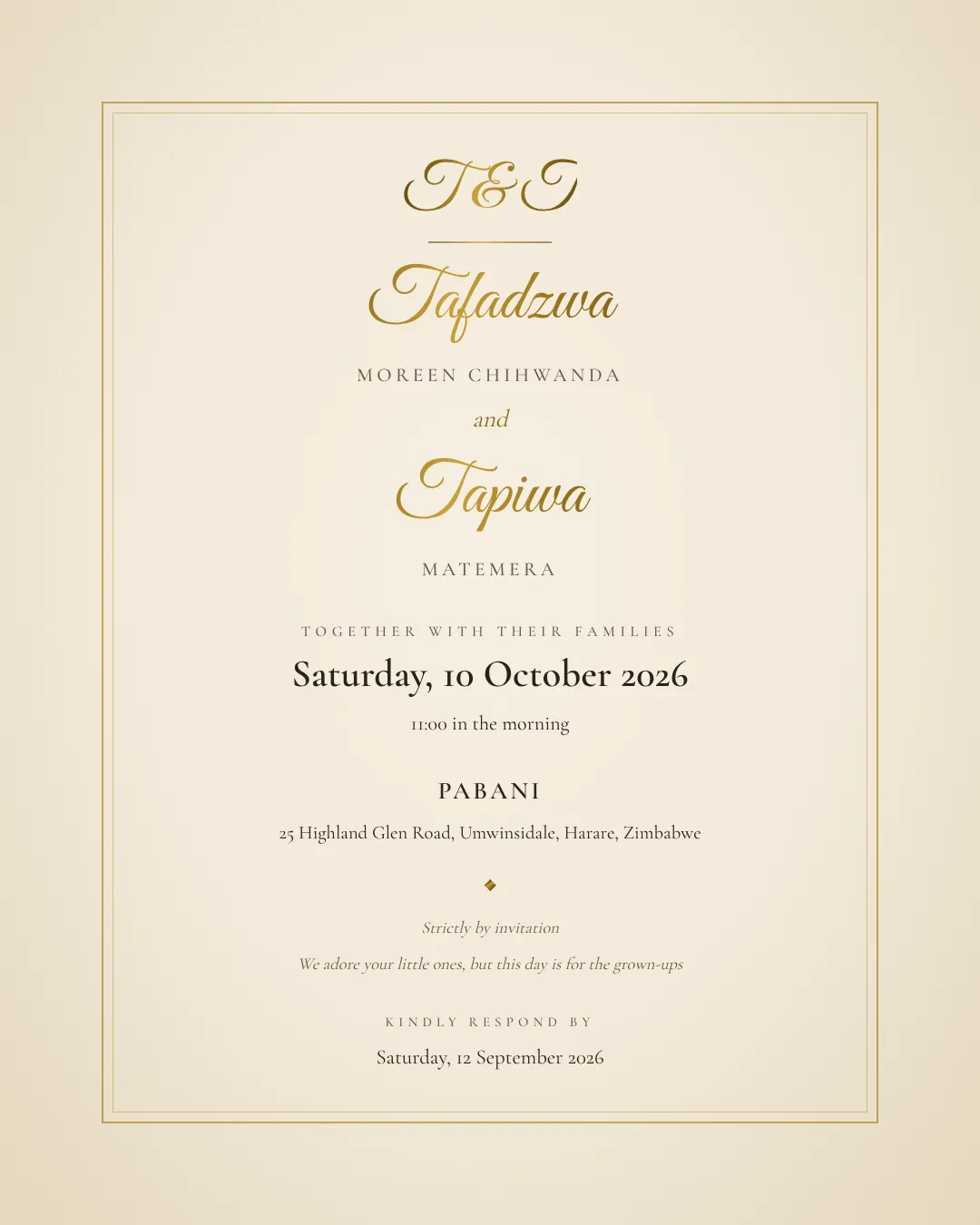 Classic Gold wedding invitation design