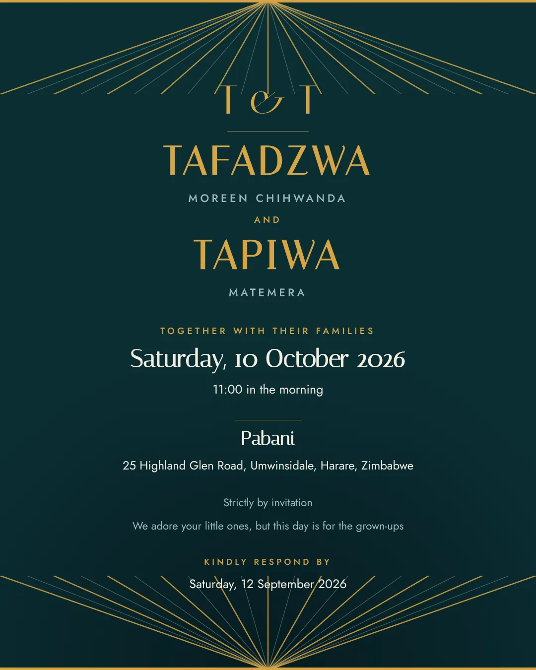 Deco Fan wedding invitation design