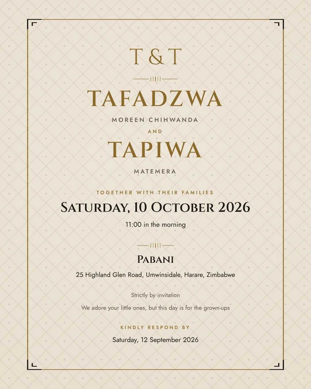 Ivory Deco wedding invitation design
