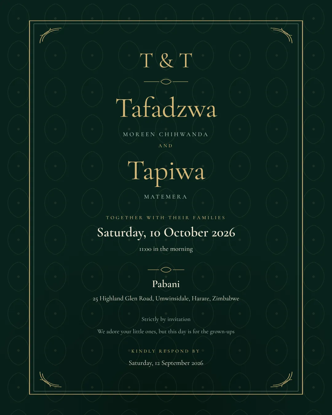 Midnight Emerald wedding invitation design