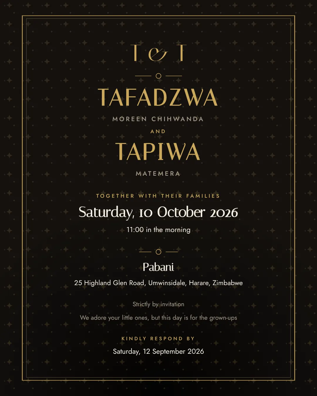 Noir Gold wedding invitation design