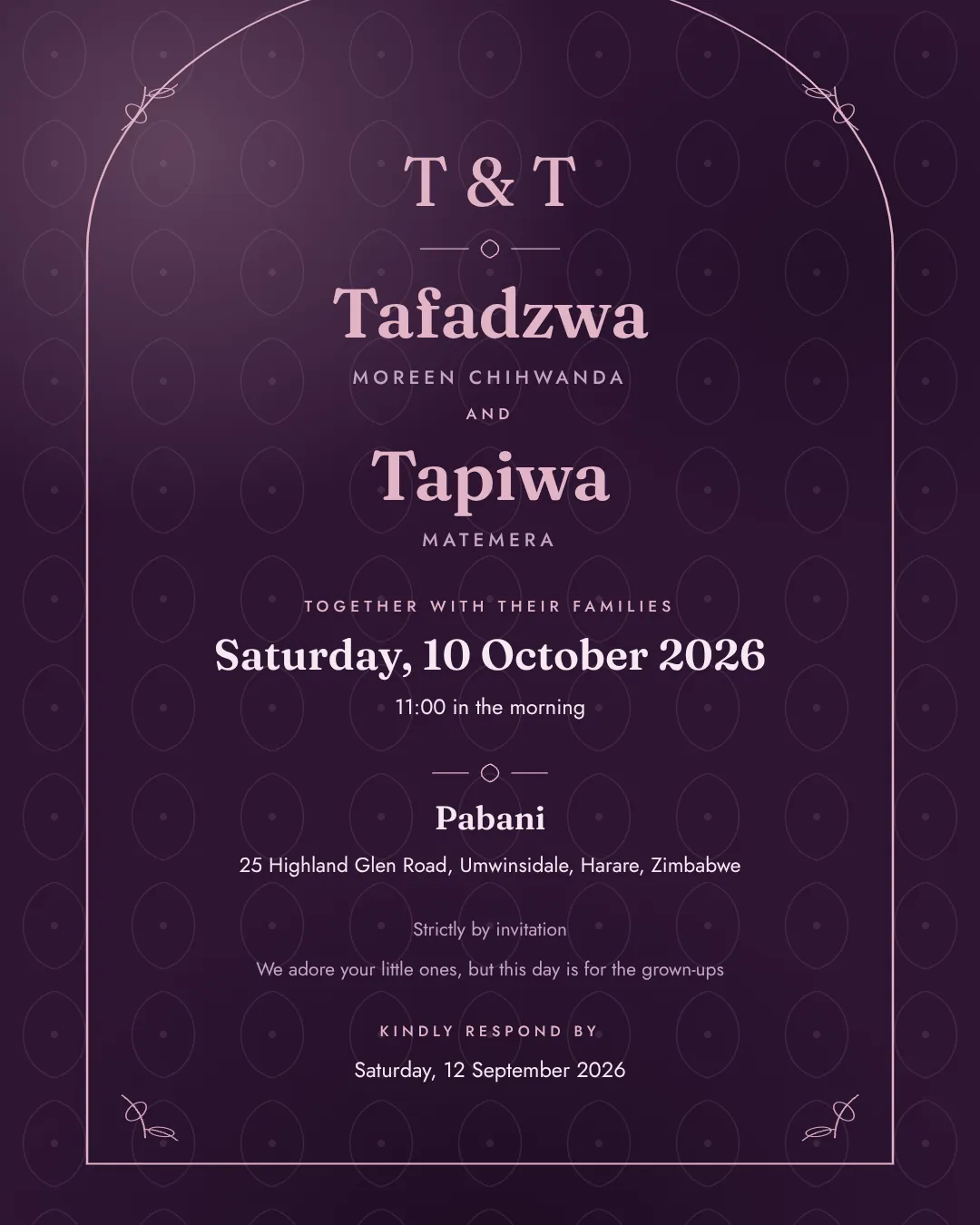 Plum Orchid wedding invitation design